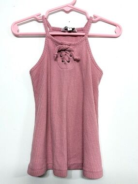 2 for 18$ - On s’en fout des garçons 4T Pink Knit Dress - Ribbed Lace-Up Cute